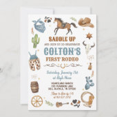 Cowboy Blue 1st Rodeo Wild West Theme Verjaardag Kaart (Voorkant)