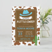 Cowboy Blue Baby shower Invitation Kaart (Staand voorkant)