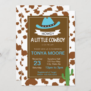 Cowboy Blue Baby shower Invitation Kaart