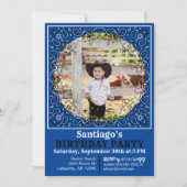 Cowboy Blue Bandana Foto Verjaardag Uitnodiging (Voorkant)