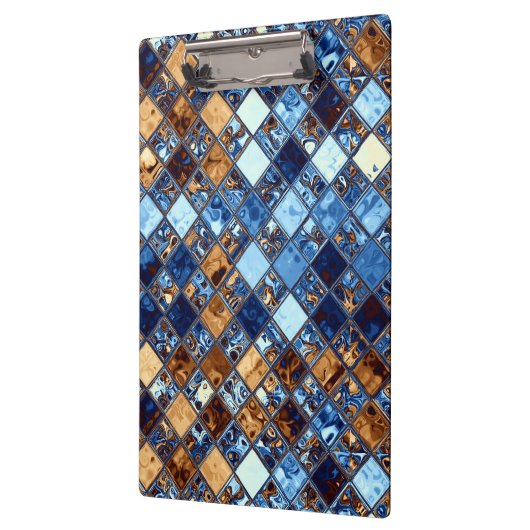 Cowboy Blue Bandana met bruine mozaïeknijkunst Klembord (Links)