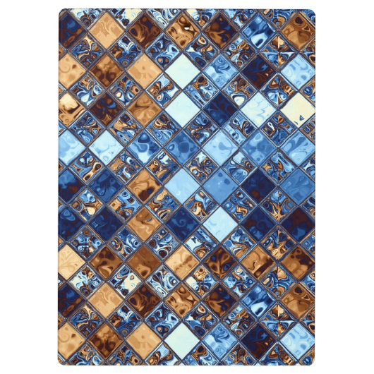 Cowboy Blue Bandana met bruine mozaïeknijkunst Klembord (Achterkant)