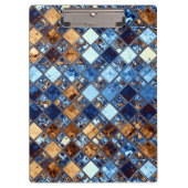 Cowboy Blue Bandana met bruine mozaïeknijkunst Klembord (Voorkant)