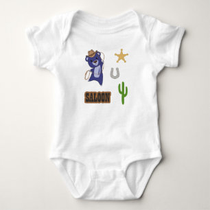 Cowboy Blue Cute Bear Saloon Western Romper