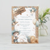 Cowboy Blue Western Boy Baby shower Kaart (Staand voorkant)