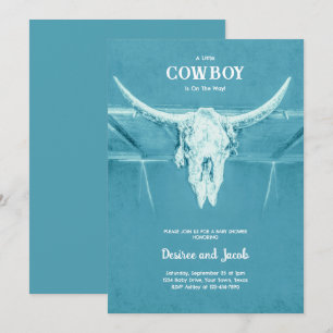 Cowboy Blue Western Country Jongen Baby Shower Kaart