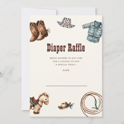 Cowboy Blue Western Rode Luier Raffle Ticket Kaart (Voorkant)