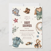Cowboy Blue Western Rodeo Baby shower Uitnodiging (Voorkant)