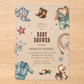 Cowboy Blue Western Rodeo Baby shower Uitnodiging (Voorkant)