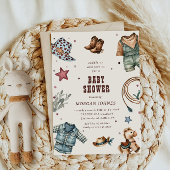 Cowboy Blue Western Rodeo Baby shower Uitnodiging