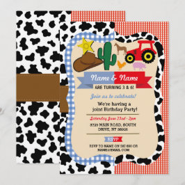 Cowboy & Boerderij Joint Boy Girl Birthday Animal  Kaart