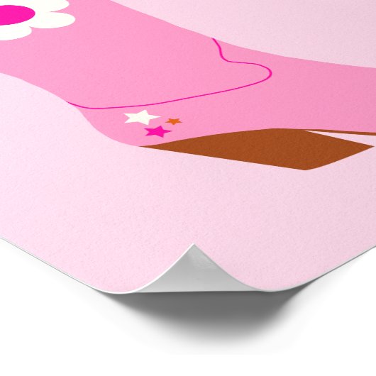 Cowboy Boot 01 Roze Preppy Laarzen Poster (Hoek)