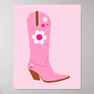 Cowboy Boot 01 Roze Preppy Laarzen Poster