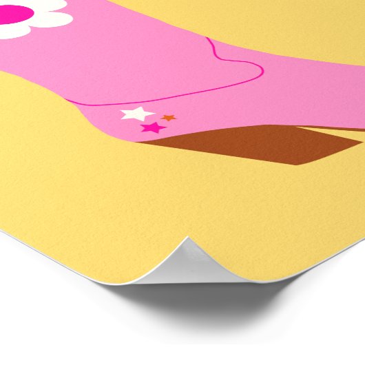 Cowboy Boot 05 roze en gele Cowgirl laarzen Poster (Hoek)