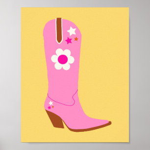 Cowboy Boot 05 roze en gele Cowgirl laarzen Poster