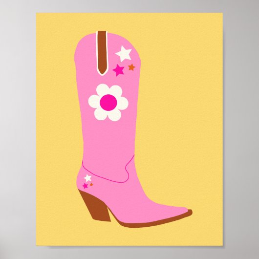 Cowboy Boot 05 roze en gele Cowgirl laarzen Poster (Voorkant)