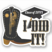 Cowboy Boot Afstuderen Sticker (Voorkant)