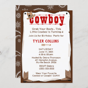 Cowboy Boot and Pet Birthday Uitnodiging