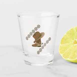 Cowboy Boot and Pet off Wooden Inlay Shot Glas