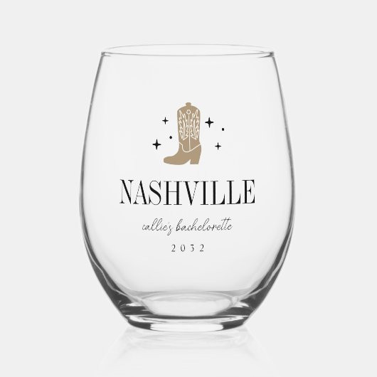 Cowboy Boot Bachelorette Party Wijnglas Zonder Voet (Voorkant)