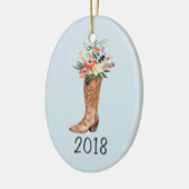 Cowboy Boot Bouquet Keepslag Jaar Keramisch Ornament (Links)