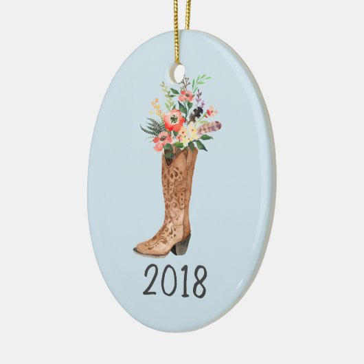 Cowboy Boot Bouquet Keepslag Jaar Keramisch Ornament (Links)