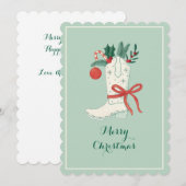 Cowboy Boot Christmas Flat Holiday Greeting Kaart (Voorkant / Achterkant)