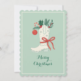 Cowboy Boot Christmas Flat Holiday Greeting Kaart