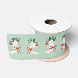 Cowboy Boot Christmas Gift Ribbon Satijnen Lint