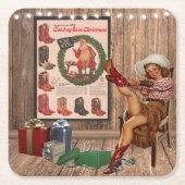 Cowboy Boot Christmas Kartonnen Onderzetters (Voorkant)