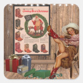 Cowboy Boot Christmas Vierkante Sticker (Voorkant)