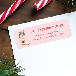 Cowboy Boot Country Christmas Return Address Etiket