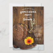 Cowboy Boot Daisy Country Western Quinceanera Kaart (Voorkant)