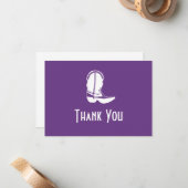 Cowboy Boot Dank je wel kaarten (donker Paars) Notitiekaartje (Voorkant / Achterkant in situ)