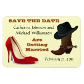 Cowboy Boot en High Heels Bruiloft Save The Date 1 Magneet (Horizontaal)