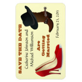Cowboy Boot en High Heels Bruiloft Save The Date 1 Magneet (Verticaal)