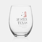 Cowboy Boot gepersonaliseerde vrijgezellenfeest Wijnglas Zonder Voet (Voorkant)