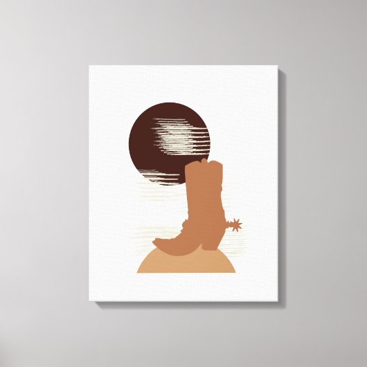 Cowboy Boot in de woestijnschilderkunst Canvas Afdruk (Voorkant)