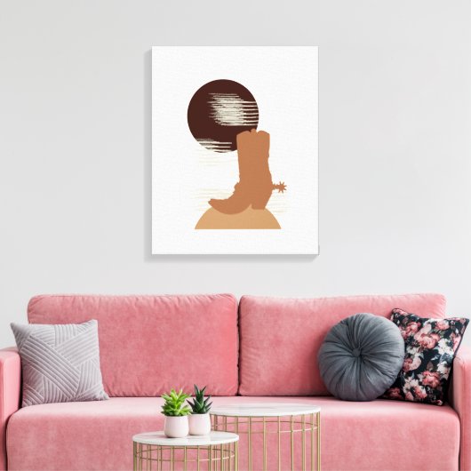 Cowboy Boot in de woestijnschilderkunst Canvas Afdruk (Insitu (Woonkamer))