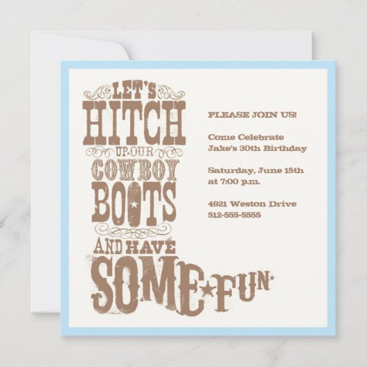 Cowboy Boot Invitation Kaart (Voorkant)