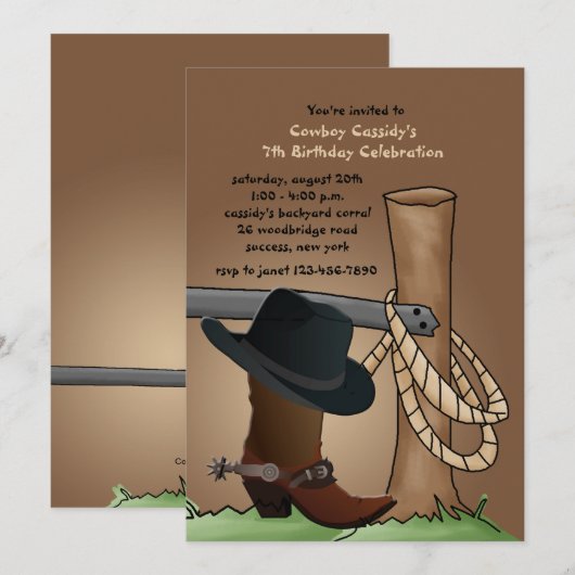 Cowboy Boot Invitation Kaart (Voorkant / Achterkant)