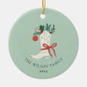 Cowboy Boot Kerstversiering gepersonaliseerd Keramisch Ornament (Voorkant)