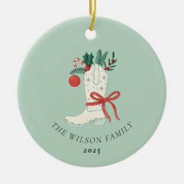 Cowboy Boot Kerstversiering gepersonaliseerd Keramisch Ornament
