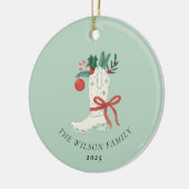 Cowboy Boot Kerstversiering gepersonaliseerd Keramisch Ornament (Links)