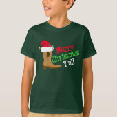 Cowboy Boot Merry Christmas Yall Kinder T-shirt (Voorkant)