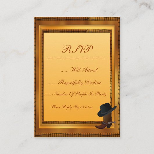 Cowboy Boot & Pet Informatiekaartje (Voorkant)