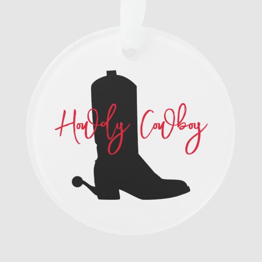 Cowboy Boot Silhouette HOWDY COWBOY red bandana Ornament (voorkant)