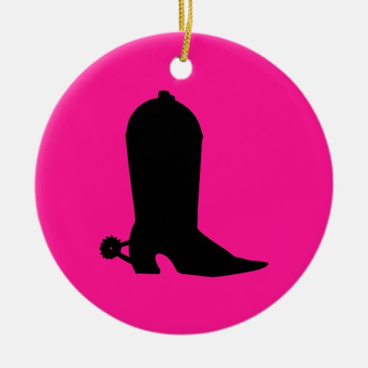 Cowboy Boot Silhouette Keramisch Ornament (Voorkant)