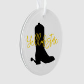 Cowboy Boot Silhouette NAME Yellow bandana Western Ornament (voorkant)
