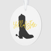 Cowboy Boot Silhouette NAME Yellow bandana Western Ornament (voorkant)